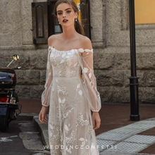 將圖片載入圖庫檢視器，The Carington Wedding Bridal Off Shoulder Long Sleeves Gown - WeddingConfetti
