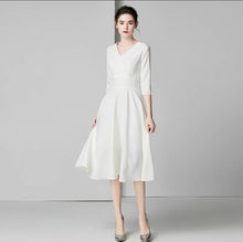 將圖片載入圖庫檢視器，The Chantel Long/Mid Sleeves White Midi Dress - WeddingConfetti