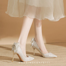 將圖片載入圖庫檢視器，The Klary Wedding Bridal Glitter Heels - WeddingConfetti