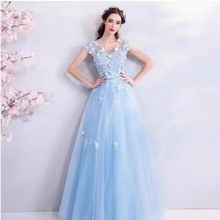 將圖片載入圖庫檢視器，The Mikayla Allure Blue Sleeveless Gown - WeddingConfetti