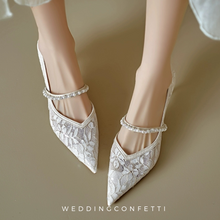 將圖片載入圖庫檢視器，The Aspher Wedding Bridal Silver Heels - WeddingConfetti