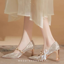 將圖片載入圖庫檢視器，The Hiryu Wedding Bridal Champagne Gold/Silver Heels (Available in 3 Heights) - WeddingConfetti