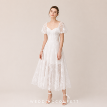 將圖片載入圖庫檢視器，The Hyacinth White Puff Sleeves Bridgerton Inspired Dress - WeddingConfetti