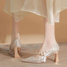 將圖片載入圖庫檢視器，The Hiryu Wedding Bridal Champagne Gold/Silver Heels (Available in 3 Heights) - WeddingConfetti