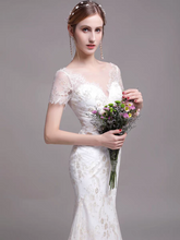 將圖片載入圖庫檢視器，The Riley Wedding Bridal Short Sleeves Gown - WeddingConfetti