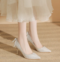 將圖片載入圖庫檢視器，The Klary Wedding Bridal Glitter Heels - WeddingConfetti