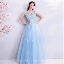 將圖片載入圖庫檢視器，The Mikayla Allure Blue Sleeveless Gown - WeddingConfetti