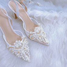將圖片載入圖庫檢視器，The Akoya Pearl Heels (Available in 2 Styles) - WeddingConfetti
