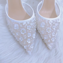 將圖片載入圖庫檢視器，The Aoyama White Bridal Heels - WeddingConfetti