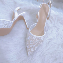 將圖片載入圖庫檢視器，The Aoyama White Bridal Heels - WeddingConfetti