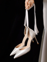 將圖片載入圖庫檢視器，The Isabelle White Lace Up Heels - WeddingConfetti