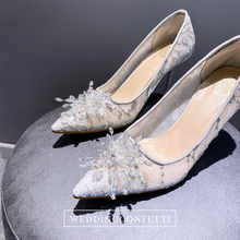 將圖片載入圖庫檢視器，The Leily Grey Lace Heels - WeddingConfetti