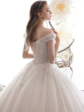 將圖片載入圖庫檢視器，The Claris Wedding Bridal Tulle Off Shoulder Gown - WeddingConfetti