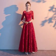 將圖片載入圖庫檢視器，The Herientta Red Long Sleeves Lace Gown - WeddingConfetti