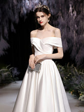 將圖片載入圖庫檢視器，The Orlean Wedding Bridal Off Shoulder Satin Gown - WeddingConfetti