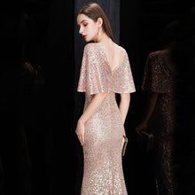 將圖片載入圖庫檢視器，The Rayna Gold Sequined Draped Sleeves Gown (Available in 2 colours) - WeddingConfetti