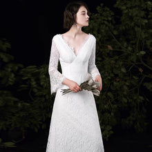 將圖片載入圖庫檢視器，The Ophelia Wedding Bridal Trumpet Sleeves Lace Gown - WeddingConfetti