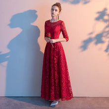 將圖片載入圖庫檢視器，The Herientta Red Long Sleeves Lace Gown - WeddingConfetti