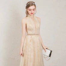 將圖片載入圖庫檢視器，The Penelopia Champagne Halter Gown - WeddingConfetti