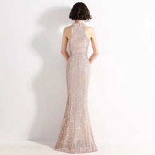 將圖片載入圖庫檢視器，The Lilian Wine Red Sequined Halter Gown (Available in 2 colours) - WeddingConfetti