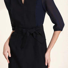 將圖片載入圖庫檢視器，The Nora High Cut Out Collar Short Navy Blue Dress - WeddingConfetti
