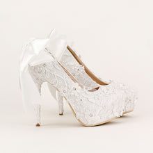 將圖片載入圖庫檢視器，The Cara Wedding Bridal White Heels - WeddingConfetti