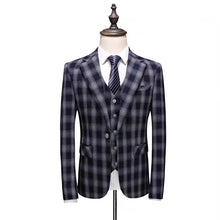 將圖片載入圖庫檢視器，Keanu Groom Men's Black Checkered Suit Jacket, Vest and Pants (3 Piece) - WeddingConfetti