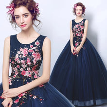 將圖片載入圖庫檢視器，The Carlista Blue Lace Sleeveless Embroidery Gown - WeddingConfetti