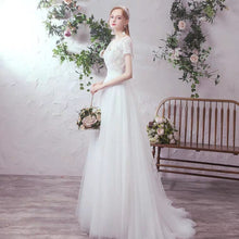 將圖片載入圖庫檢視器，The Lowena Wedding Bridal Short Sleeve Gown - WeddingConfetti