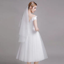 將圖片載入圖庫檢視器，The Alessia Short White Off Shoulder Gown - WeddingConfetti