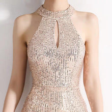 將圖片載入圖庫檢視器，The Lilian Gold Sequined Halter Gown (Available in 2 colours) - WeddingConfetti