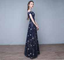 將圖片載入圖庫檢視器，The Cassiopeia Off Shoulder Blue Gown - WeddingConfetti