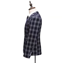 將圖片載入圖庫檢視器，Keanu Groom Men's Black Checkered Suit Jacket, Vest and Pants (3 Piece) - WeddingConfetti