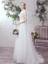將圖片載入圖庫檢視器，The Lowena Wedding Bridal Short Sleeve Gown - WeddingConfetti