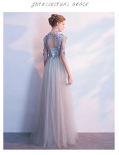 將圖片載入圖庫檢視器，Sarah Grey Long Sleeves Gown - WeddingConfetti