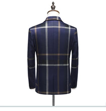 將圖片載入圖庫檢視器，Orlando Men's Checkered Grey Suit Jacket, Vest and Pants (3 Piece) - WeddingConfetti