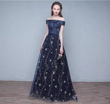 將圖片載入圖庫檢視器，The Cassiopeia Off Shoulder Blue Gown - WeddingConfetti
