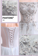 將圖片載入圖庫檢視器，The Kimberly Off Shoulder Grey Gown - WeddingConfetti