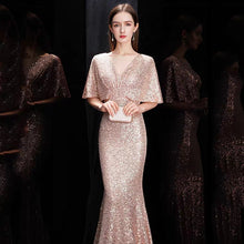 將圖片載入圖庫檢視器，The Rayna Gold Sequined Draped Sleeves Gown (Available in 2 colours) - WeddingConfetti