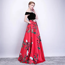 將圖片載入圖庫檢視器，The Reianie Black &amp; Yellow /  Red Off Shoulder Gown - WeddingConfetti