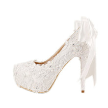 將圖片載入圖庫檢視器，The Cara Wedding Bridal White Heels - WeddingConfetti