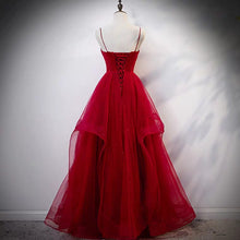 將圖片載入圖庫檢視器，The Vivianna Red / Gold Tulle Sleeveless Gown - WeddingConfetti