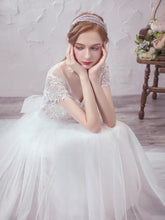 將圖片載入圖庫檢視器，The Lowena Wedding Bridal Short Sleeve Gown - WeddingConfetti