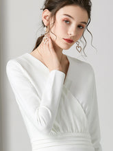 將圖片載入圖庫檢視器，The Chantel Long/Mid Sleeves White Midi Dress - WeddingConfetti