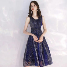將圖片載入圖庫檢視器，The Aubrey Blue Sequined Sleeveless Dress - WeddingConfetti