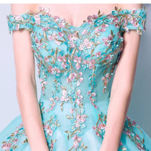 將圖片載入圖庫檢視器，The Rynbitha Off Shoulder Tiffany Green Gown - WeddingConfetti