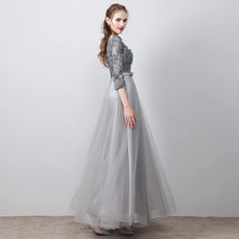 將圖片載入圖庫檢視器，The Tania Grey Long Sleeves Gown - WeddingConfetti