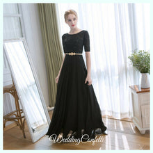 將圖片載入圖庫檢視器，The Myra White / Red / Grey / Black / Champagne Long Sleeves Lace Evening Gown - WeddingConfetti