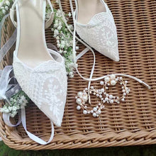 將圖片載入圖庫檢視器，The Garden Wedding Lace Tie Heels - WeddingConfetti