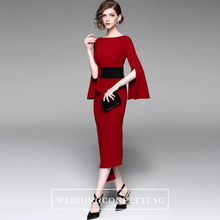 將圖片載入圖庫檢視器，The Bethsda Trumpet Sleeves Red Dress - WeddingConfetti